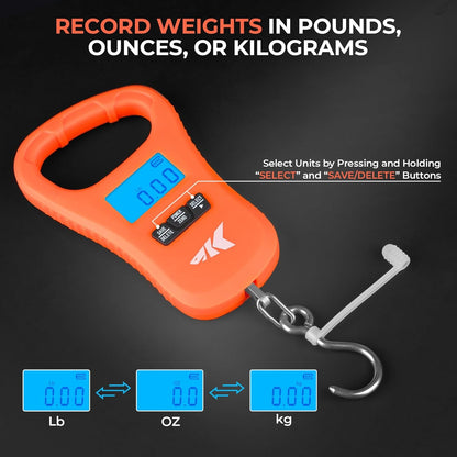 KastKing Fish Scale, LCD Display USB Charging Fishing Scale, Fishing Gifts for Men, Orange