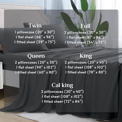 JOLLYVOGUE Queen Size Bed Sheet Set - 4 Piece Bed Sheets Set with Deep Pocket - Soft Breathable & Cooling - Resists Shrinkage & Fading Draps Queen - Easy Care (Dark Grey)