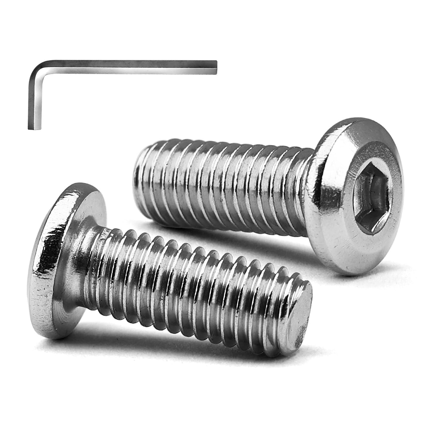 M8 x 16mm 20 PCS Flat Head Hex Socket Cap Screws Bolt, Furniture Bolts, 304 Stainless Steel 18-8, Full Thread (with Hex Spanner)