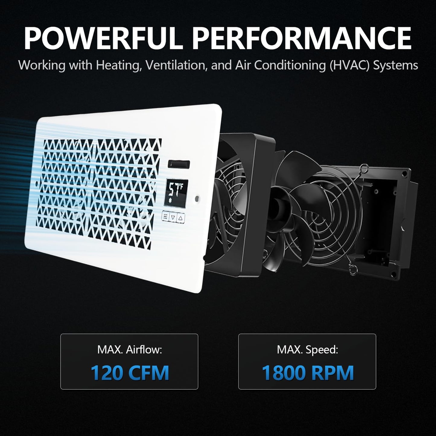 Register Booster Fan | 4 x 10 Floor Vent Booster Fan with Thermostat Control, Remote Control, Quiet 10-Speed HVAC Air Vent Fan