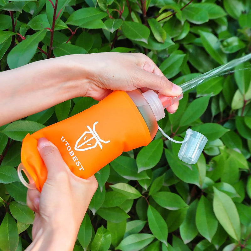 UTOBEST Soft Flask Running Water Bottle Collapsible Water Bottle for Trail Running Hydration Pack Hiking Cycling Climbing 150ML/250ML/350ML/450ML/500ML/550ML