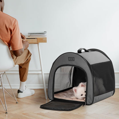 PETSFIT Soft Sided Dog Crate, Travel Dog Crate - 19 Inch Lightweight, Roomy, Easy to Set Up, Sturdy Portable Dog Kennel with Thick Mat, Navy Blue