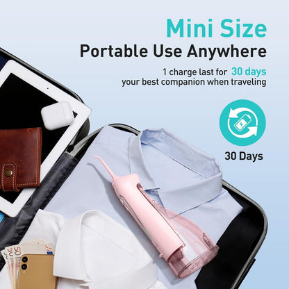 COSLUS Water Teeth Flosser: 300ML Cordless Electric Water Tooth Flossing Rechargeable IPX7 Waterproof Portable Travel Flossers Set for Teeth