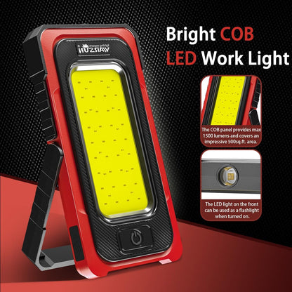 WARSUN Portable Rechargeable Magnetic Work Light, LED Flood Light Waterproof for Outdoor Camping Hiking Emergency Car Repairing (USB + Solar Charging, Yellow)