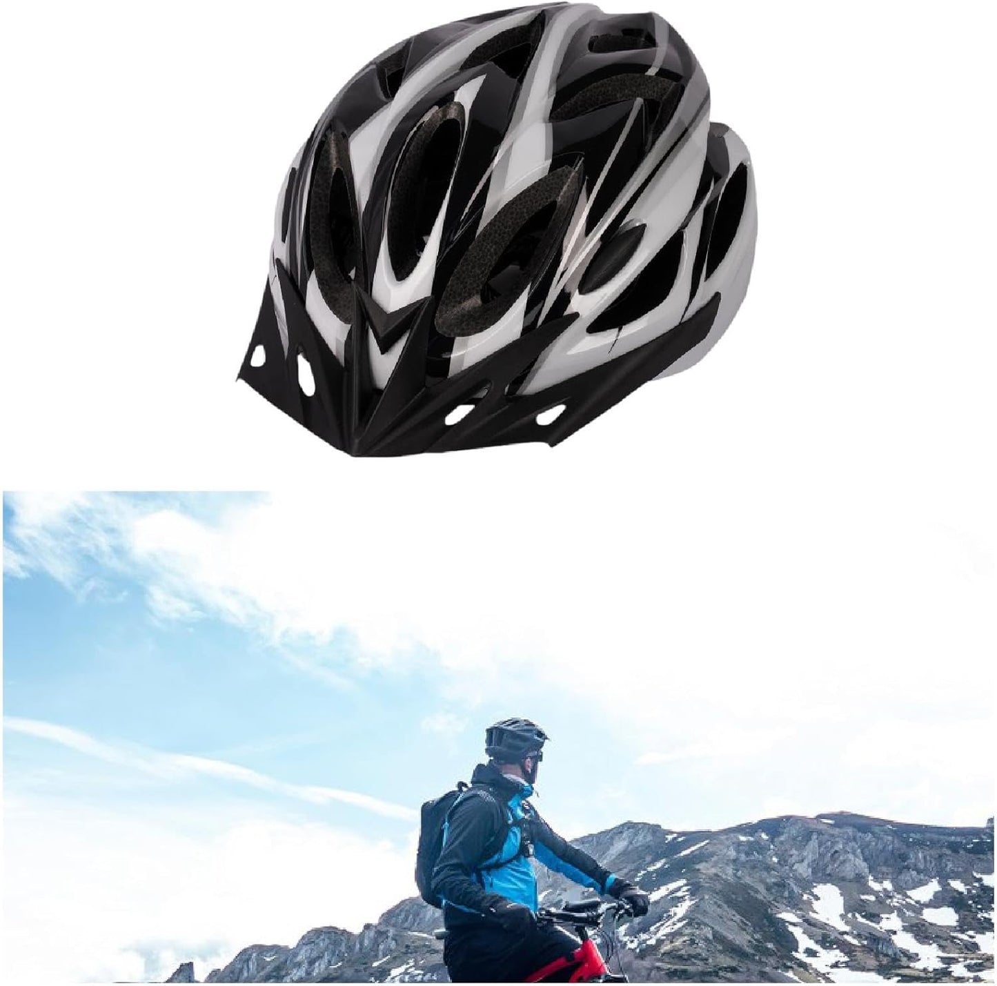 Oshhni Helmet for Women Men Bicycle Helmet Bike Helmet for Skateboarding Outdoor Climbing Biking Commuting - Black White