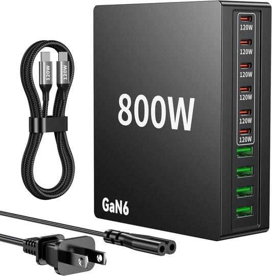800W & 160W GaN Foldable Charging Station | Multi-Port USB-C PD PPS Desktop Fast Charging Hub