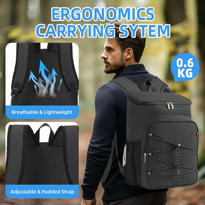Bagtopia Camping Cooler Backpack 25 Cans, Leak Proof Insulated Thermal Bag, Beach Travel Picnic Lunch Backpack for Men Women