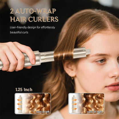 DORISILK 8 in 1 Hair Styler & Blow Dryer Brush Hair Dryer 110,000 RPM High-Speed, Ionic Hot Brush Styler Auto Wrap Curlers, Frizz-free for Fast Drying Straightening Curling Volumizing, Champagne Gold
