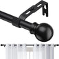 Black Curtain Rods for Windows 28 to 48 Inch, 5/8 Inch Small Curtain Rod For Bathroom, Living room, Kitchen (size：28-52 Inch)