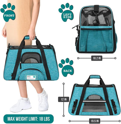 Premium Airline Approved Soft-Sided Pet Travel Carrier by PetAmi | Ventilated, Comfortable Design with Safety Features | Perfect For Plane or Car | Ideal for Small to Medium Sized Cats, Dogs, and Pets