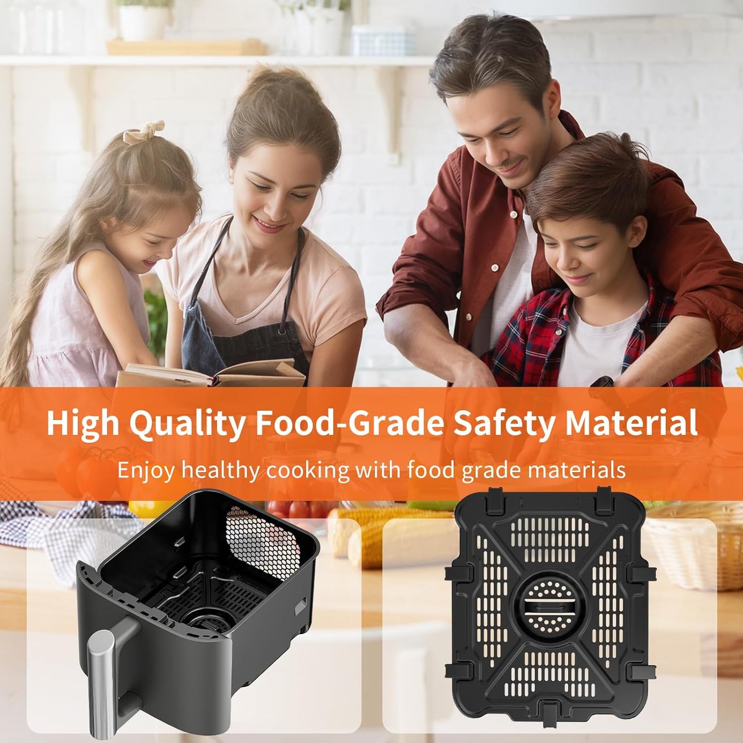 Air Fryer Basket Replacement Basket and Tray for Ninja AF161, Air Fryer Accessories for Ninja AF150 and AF161, Non-Stick Air Fryer Basket with Cover for Ninja AF150 and AF161, Dishwasher-Safe Basket