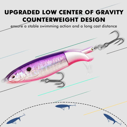 TRUSCEND PoPobait with BKK Hooks, Top Water Plopper Fishing Lures for Bass Walleye Pike Catfish Musky Perch, Floating Lure for Freshwater or Saltwater, Amazing Teasers Fishing Gifts for Family Fishing