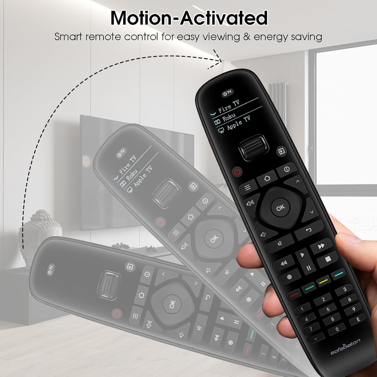 SofaBaton U2 Universal Remote Compatible with TV/DVD/STB/Projector/Blu-ray/Streaming Players, Longer Infrared Signal & Raise to Wake, All-in-One Remote Control with Customizable APP (No Backlit)