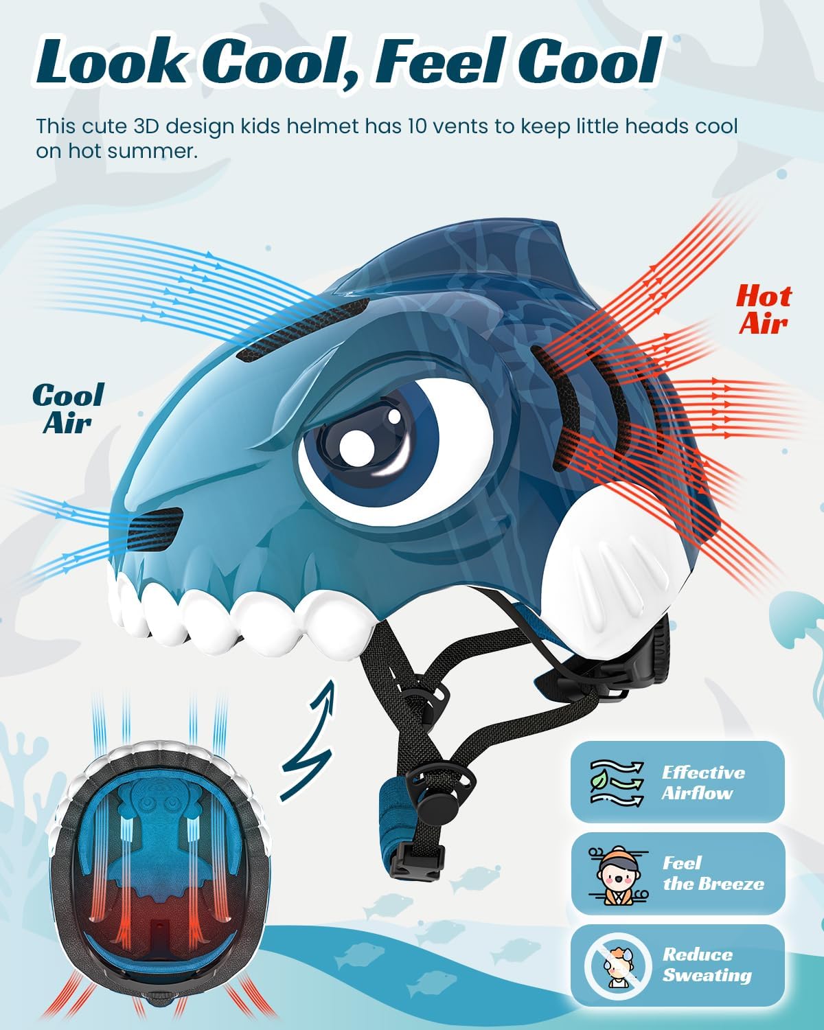 FUNWICT Kids Bike Helmet 3-5-8 Toddler Helmet Animal 3D Cartoon Boys Girls Safety Adjustable Kids Helmet for Cycling Scooter Skateboard