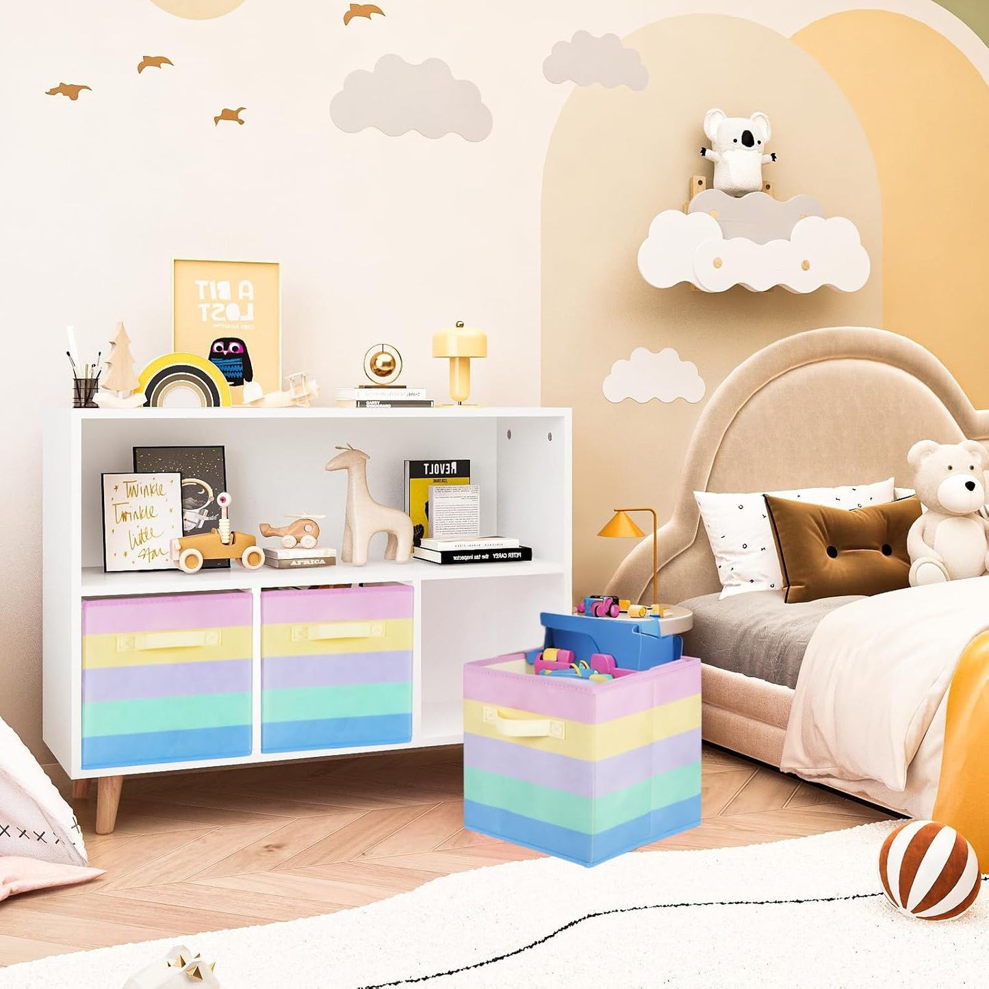 ShellKingdom Storage Bins, Foldable Fabric Storage Cubes And Cloth Organizer Drawer For Closet And Toys, 6 Pack (Lavender+Light Blue+Pink)