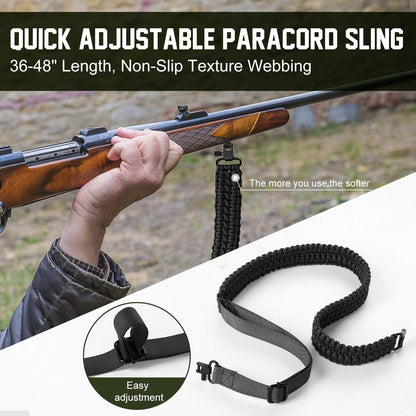VVAAGG Two-Point Sling with Swivel, Non-Slip Paracord Sling with Adjustable Length Strap