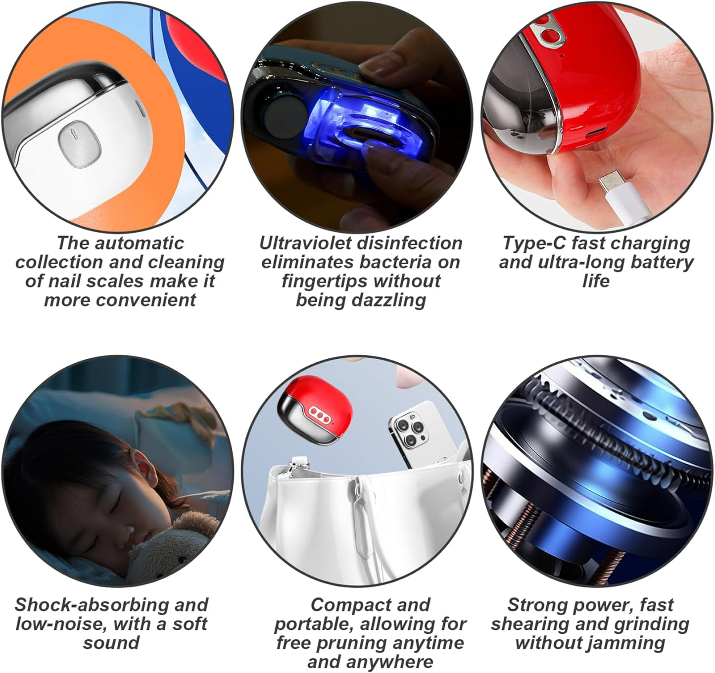 Automatic Nail Clipper, 3 Speeds 3 In 1 Electric Toenail Clippers With Polisher And Nail Lamp, Rechargeable Mute Fingernail Trimmer For Adults And Kids, Baby Products
