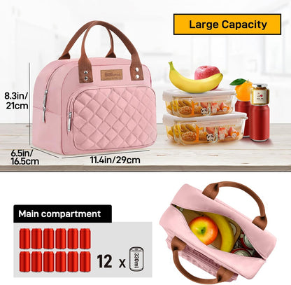 HOMESPON Lunch Bag for Woman Man Adults with Front Pocket Insulated Lunch Tote Lunch Box Container for Work Picnic or Travel(Black)