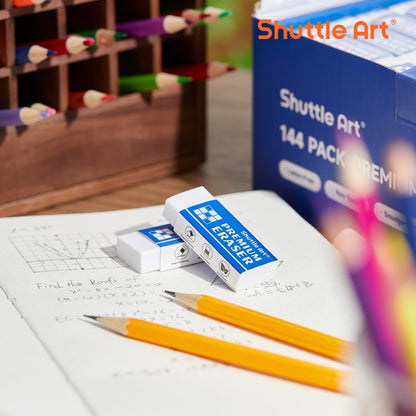 Shuttle Art 72 Pack Premium White Erasers, Bulk Classroom Erasers Set for Kids Teachers as School and Office Supplies