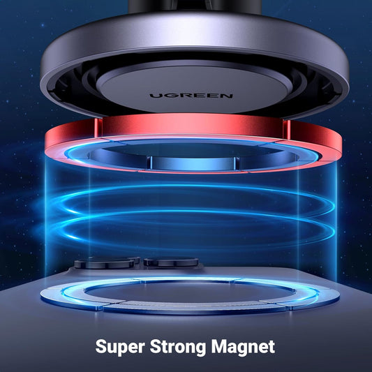 UGREEN Fits MagSafe Car Mount Upgrade Strong Enlarged Magnets for iPhone 14 13 12 Pro Max Series Magsafe Case, Super Stable Magnetic Phone Holder Car Vent Mount for All Phones with 2 Metal Rings - PuriLite