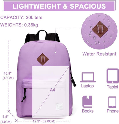 School Backpack for Kids, VASCHY Lightweight Water Resistant Casual Schoolbag Daypack for Men Women Teen Boys Girl Bookbag