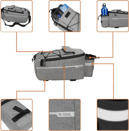 Bike Bag Back Rack Bag Waterproof Bicycle Panniers Carrier Cooler Big Capacity with Bottle Bag for Rear Rack