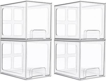 Vtopmart 3 Pack Stackable Clear Plastic Drawer Organizer, Makeup Organizers and Storage for Eyeshadow Palettes, Cosmetics, Beauty Supplies, Ideal for Vanity, Desk, Office, Bathroom Organization