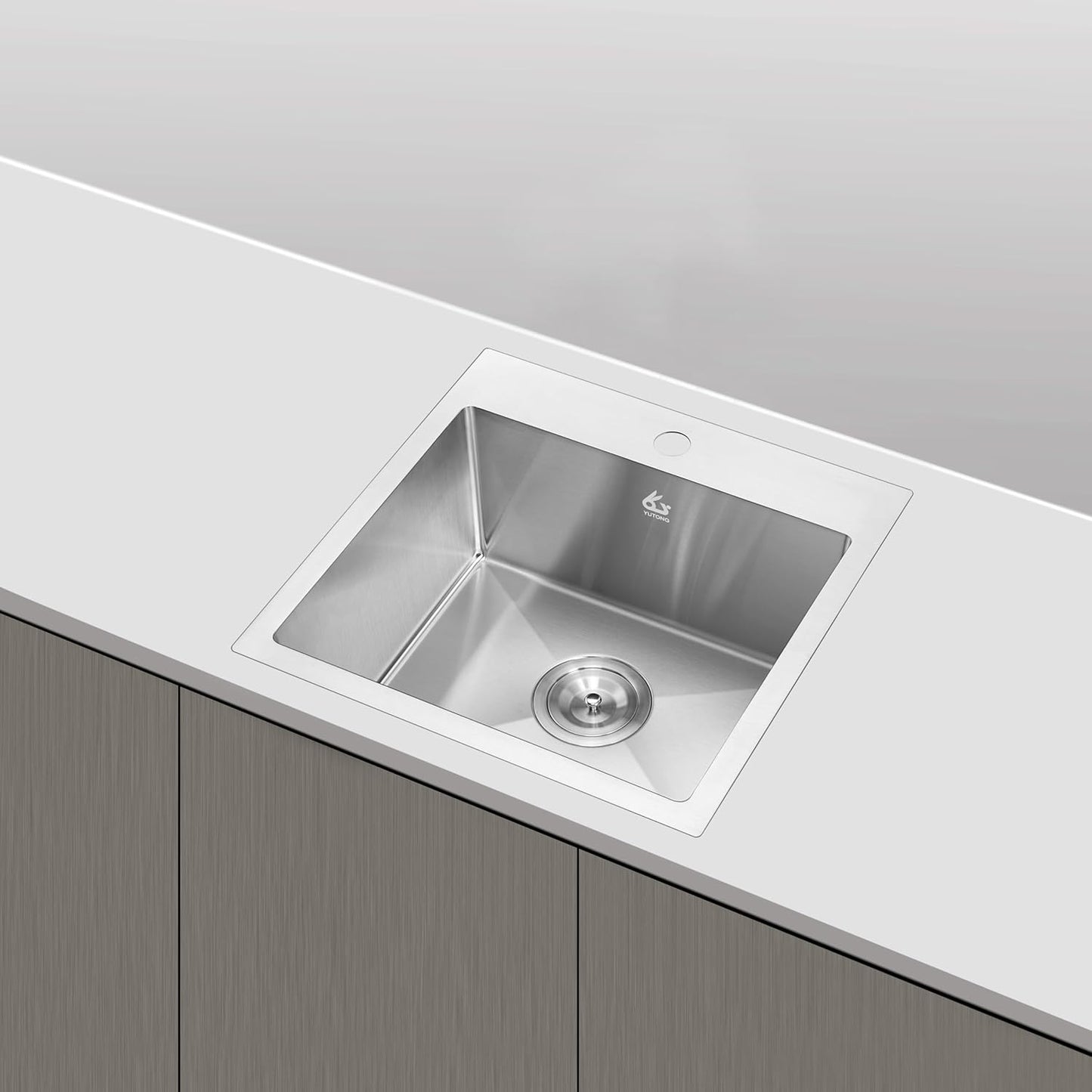 Yutong 16" x 20" Top-Mount/Drop in SS304 Stainless Steel Kitchen Black Sink Single Bowl Without Grid