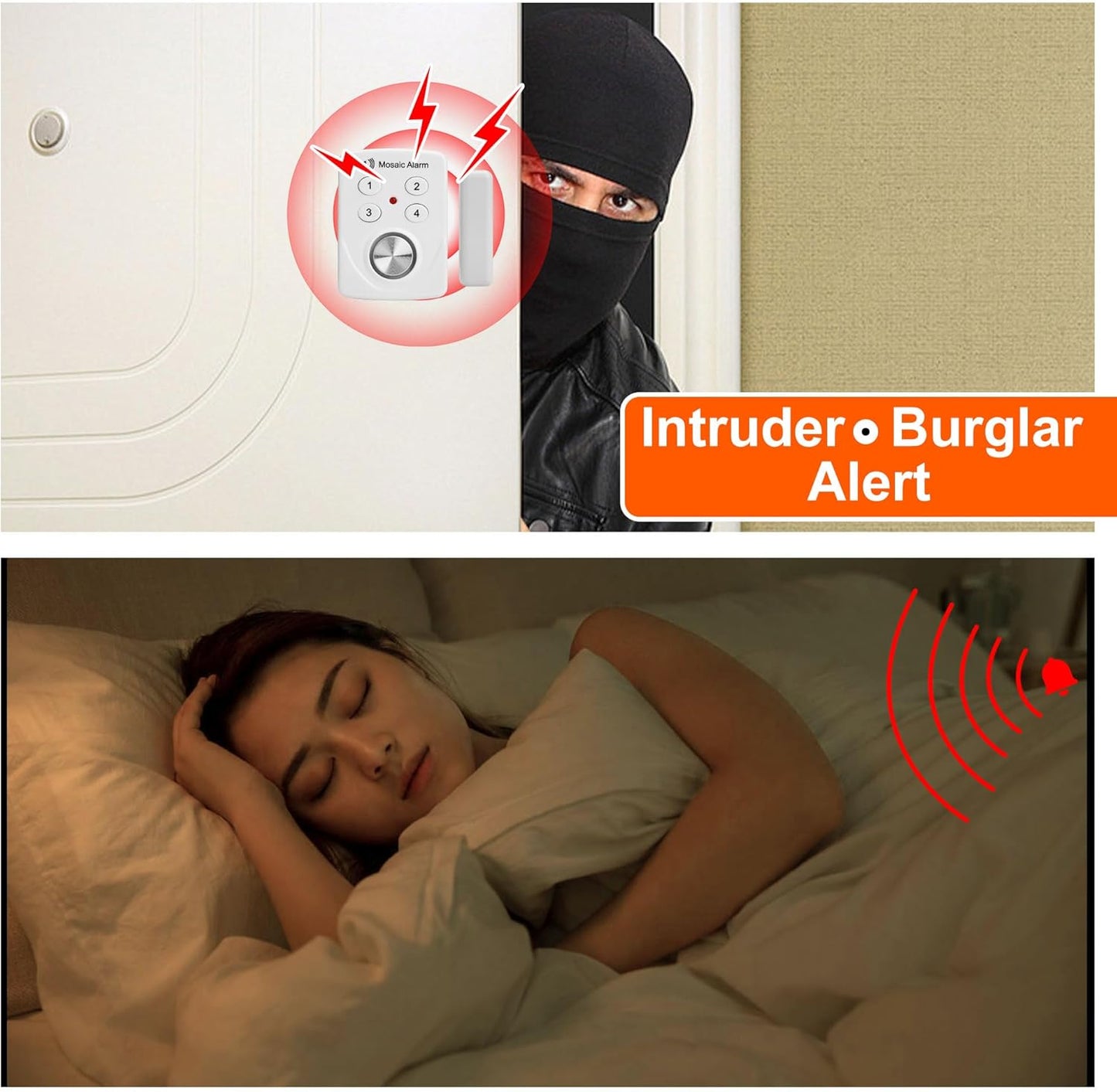 3 Pack Door Alarms with Delay When Left Open 130db Window Break Sliding Siren Vibration Detect Sensor for Home, Apartment Security. Keypad Intruder Burglar Entry Alert. Pool Alarm for Kids Safety