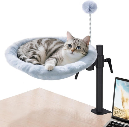 Odoland Cat Desk Bed, 2-in-1 Double Layer Bed with Adjustable Height | Indoor Cats Hammock with Replace Mattress Washable Fabrics for Cat
