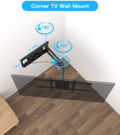 Corner TV Wall Mount,Long Arm TV Mount with 25.6 inch Extension,Full Motion TV Mount Swivel and Tilt Heavy Duty,90 Degree TV Wall Mount,Fit 32-70''TV, Load 77lbs,Max VESA 600x400mm by WHYFONE