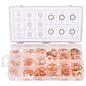 Toolwiz 150PCS 15 Sizes Copper Washers Metric Sealing Assortment Set Flat Ring Sump Plug Crush Washer Oil Drain Plug Gasket Seal Assortment Set M5/6/7/8/10/10.5/11/12/12.5/14/15/16/16.5/17.5