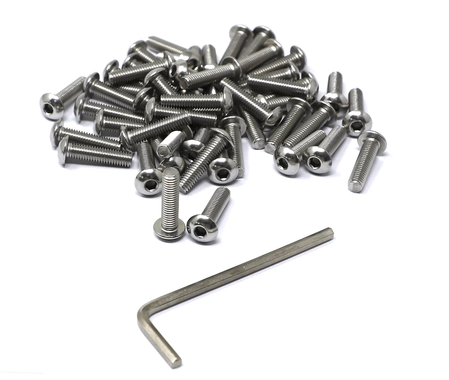 iexcell 50 Pcs M6 x 20mm Thread Pitch 1 mm Stainless Steel 304 Hex Socket Button Head Cap Screws Bolts Kit