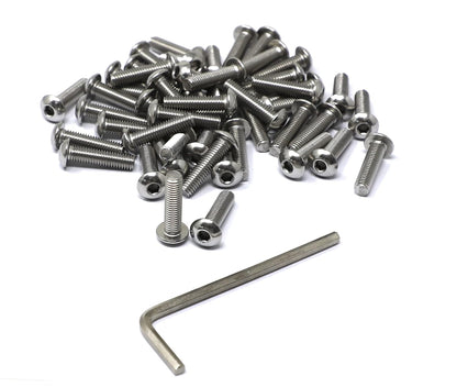 iexcell 50 Pcs M6 x 20mm Thread Pitch 1 mm Stainless Steel 304 Hex Socket Button Head Cap Screws Bolts Kit