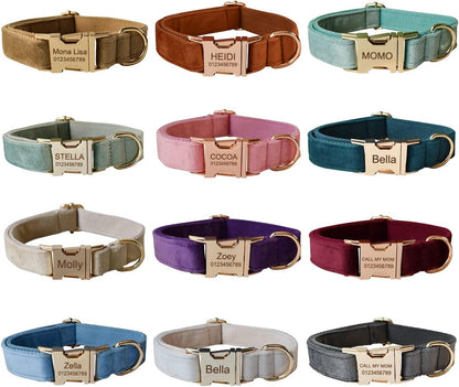 Custom Dog Collar with Metal Buckle - Pet Collars Personalized with Name and Phone Number (Plaid)