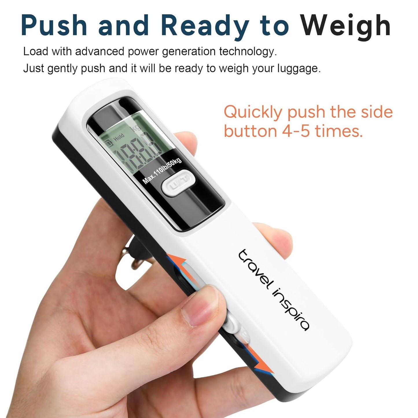 travel inspira Luggage Scale Battery-Free, Travel Essentials, Portable Handheld Digital Suitcase Weight Scale for for Travel Accessories, 110lbs/50kg