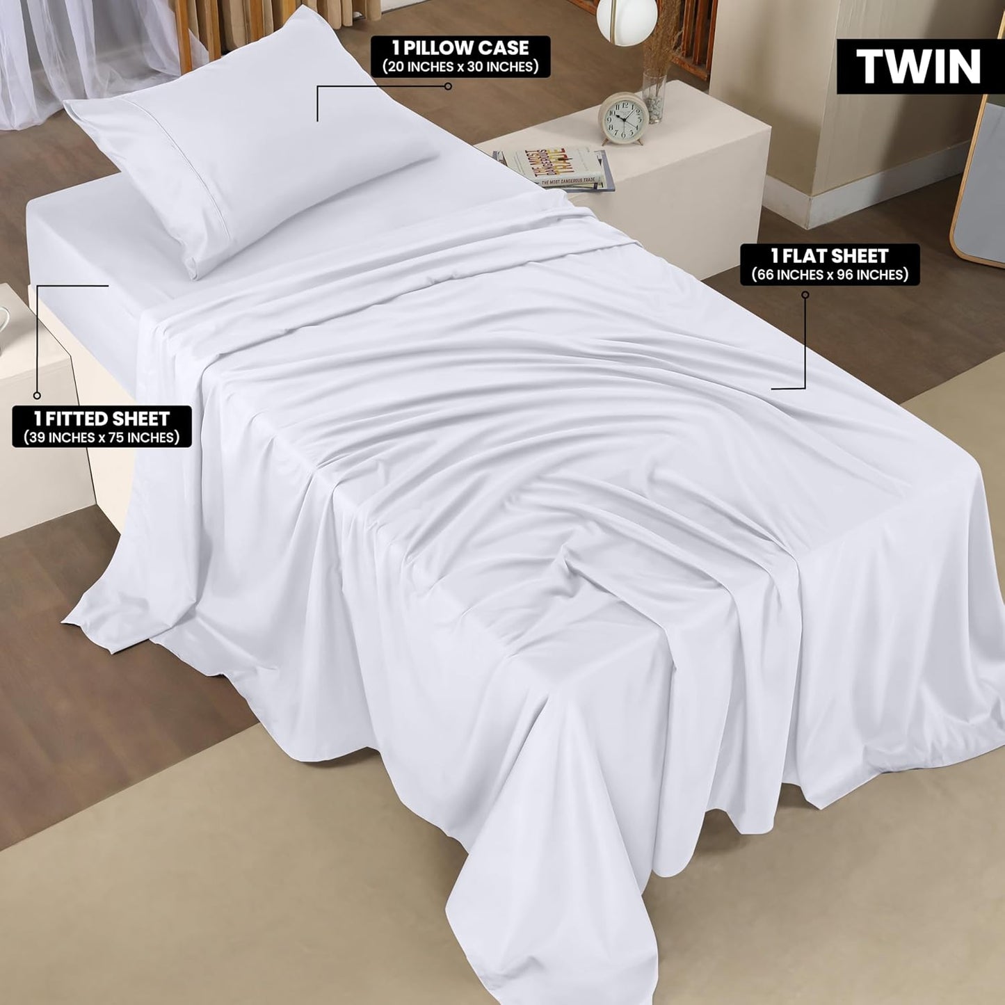 Utopia Bedding Queen Bed Sheet Set - 4 Piece Bedding - Soft Brushed Microfiber Fabric - Shrinkage & Fade Resistant - Easy Care (White)