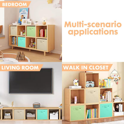 ShellKingdom Storage Bins, Foldable Fabric Storage Cubes And Cloth Organizer Drawer For Closet And Toys, 6 Pack (Lavender+Light Blue+Pink)