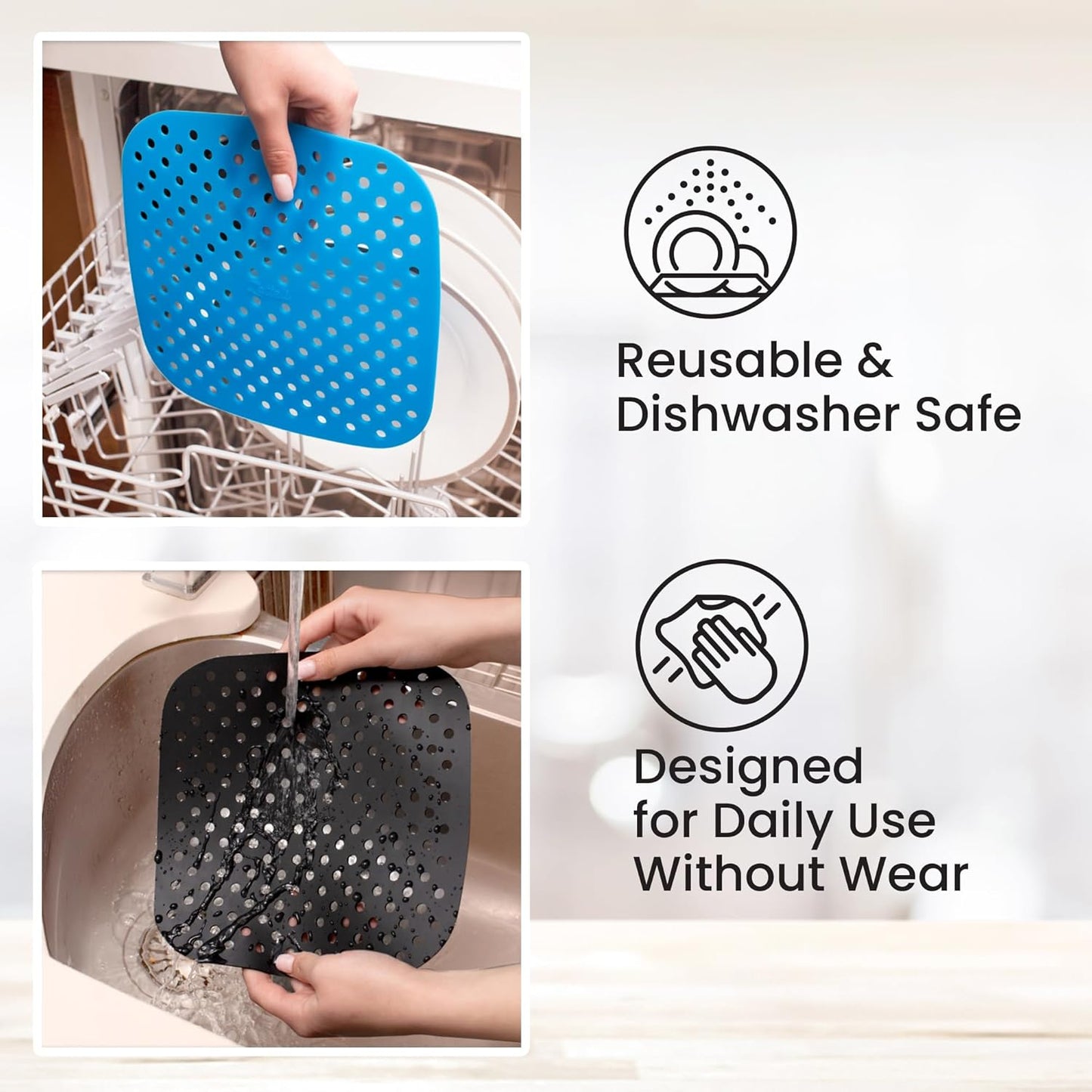 Collapsible Silicone Air Fryer Basket Liners Pot - AirFryer Liners Reusable Bowls for 5 Quart or Bigger - Air Fryer Accessories 2 Pack - Round Silicone Liners (Red & Black)