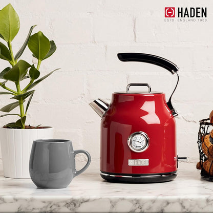 Haden Dorset 75070 Retro Stainless Steel Tea Kettle, 1500W Hot Water Kettle Electric Kettles for Boiling Water, 1.7L Black/Copper Electric Tea Kettles Automatic Shut Off, Boil-Dry Protection Tea Pots