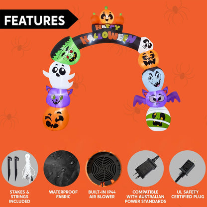 Joiedomi 8 FT Cute Halloween Inflatables Pumpkin Archway Outdoor Decoration, Archway Halloween Blow Up for Yard with Build-in LED Lights, Inflatable Arch Yard Outside Pumpkin Decor for Party, Garden