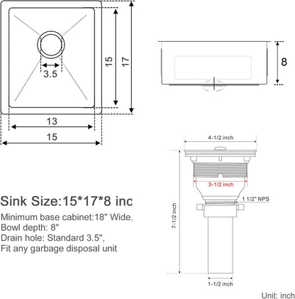 MENATT 20-inch Undermount Kitchen Sink, SUS304 Stainless Steel Handmade Single Bowl Kitchen Sink with Sink Strainer (Brushed), 20"x16"x9"