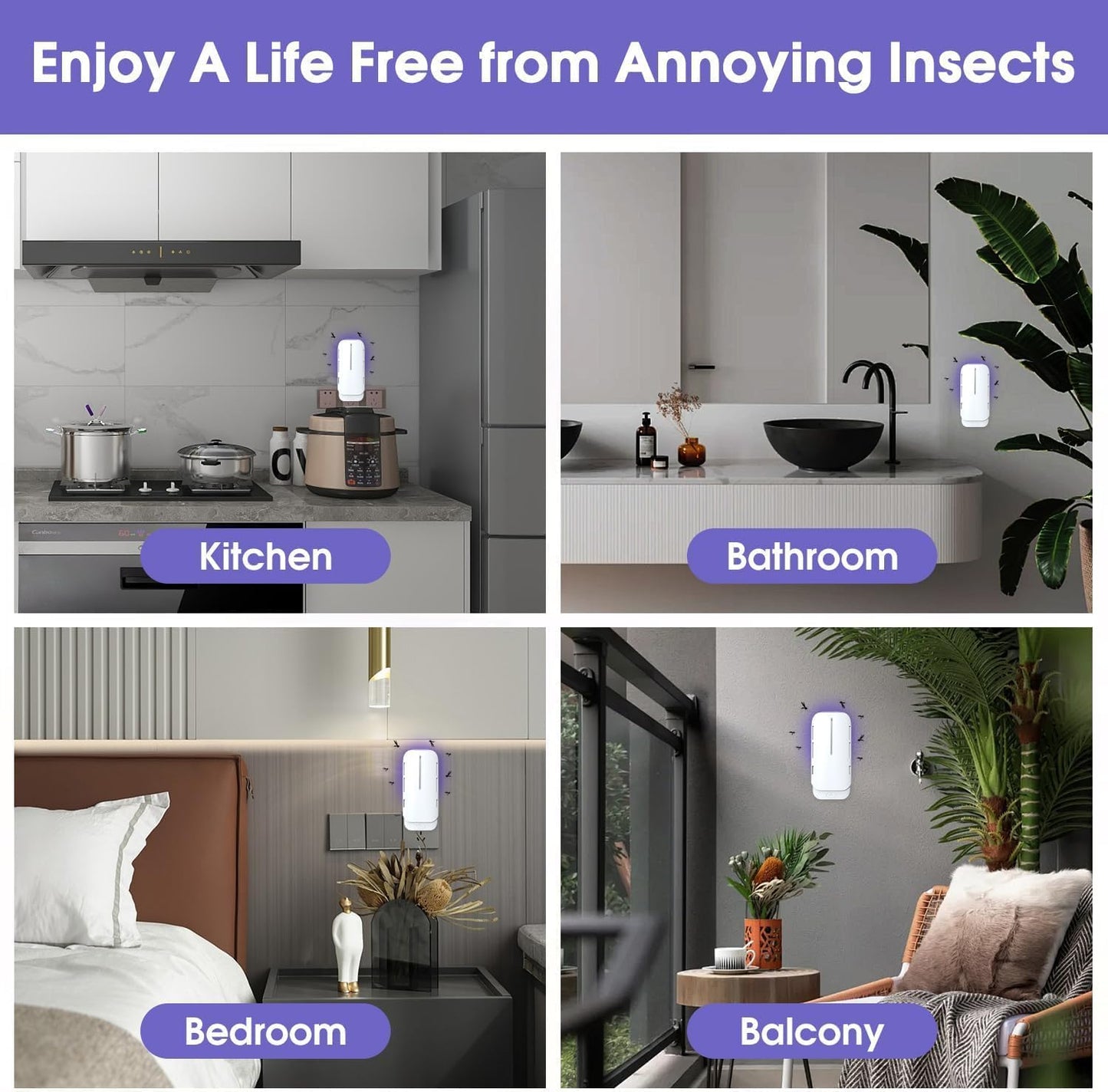 Indoor Fly Insect Trap with UV and Blue Light for Fruit Flies, Gnats, Mosquitoes, Flies, Moths, and House Flies Traps for Home - Bug Catcher Light Trap (2 Device + 10 Refills)