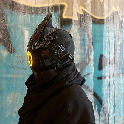JAUPTO Techwear Mask Punk Mask Helmet ,LED Light Cool Samurai Mask,Halloween Cosplay Anime mask