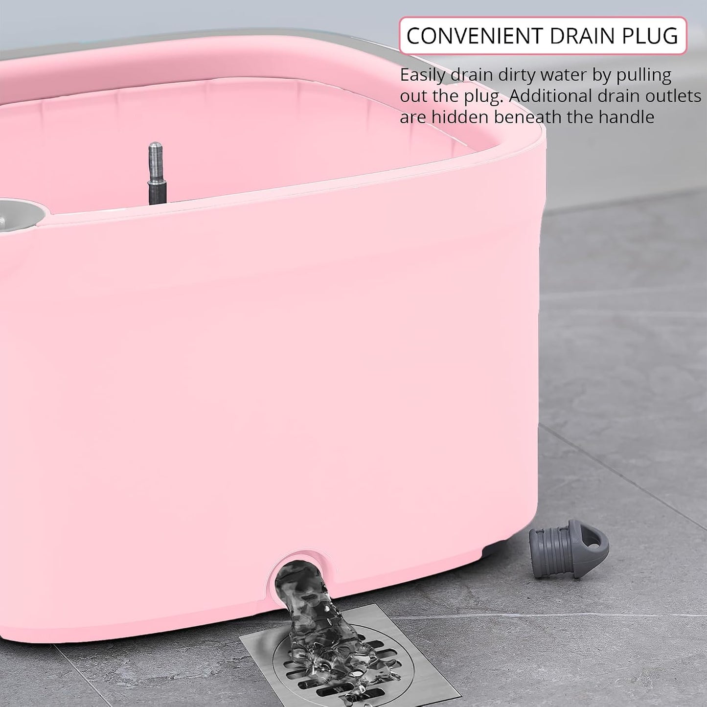 Square Spin Mop and Bucket Smart Floor Mop with Separate Compartments for Clean and Dirty Water, Self Cleaning with 2 Machine Washable Pads, First Launch Limited Edition Rose