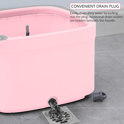 Square Spin Mop and Bucket Smart Floor Mop with Separate Compartments for Clean and Dirty Water, Self Cleaning with 2 Machine Washable Pads, First Launch Limited Edition Rose