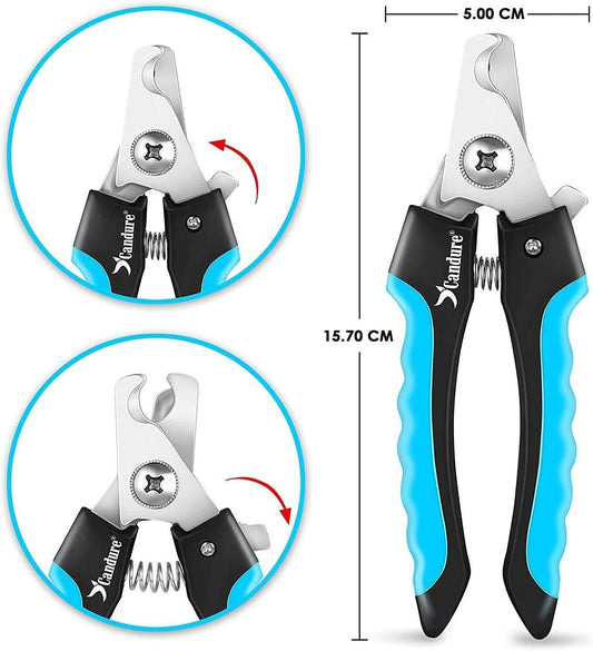 Candure Dog Nail Clippers and Trimmer with Safety Guard to Avoid Over-Cutting Toe Nails- Professional Grooming Razor Edge Blades Pet Nail Clipper with Free Nail File for Small Medium Large Breeds - PuriLite