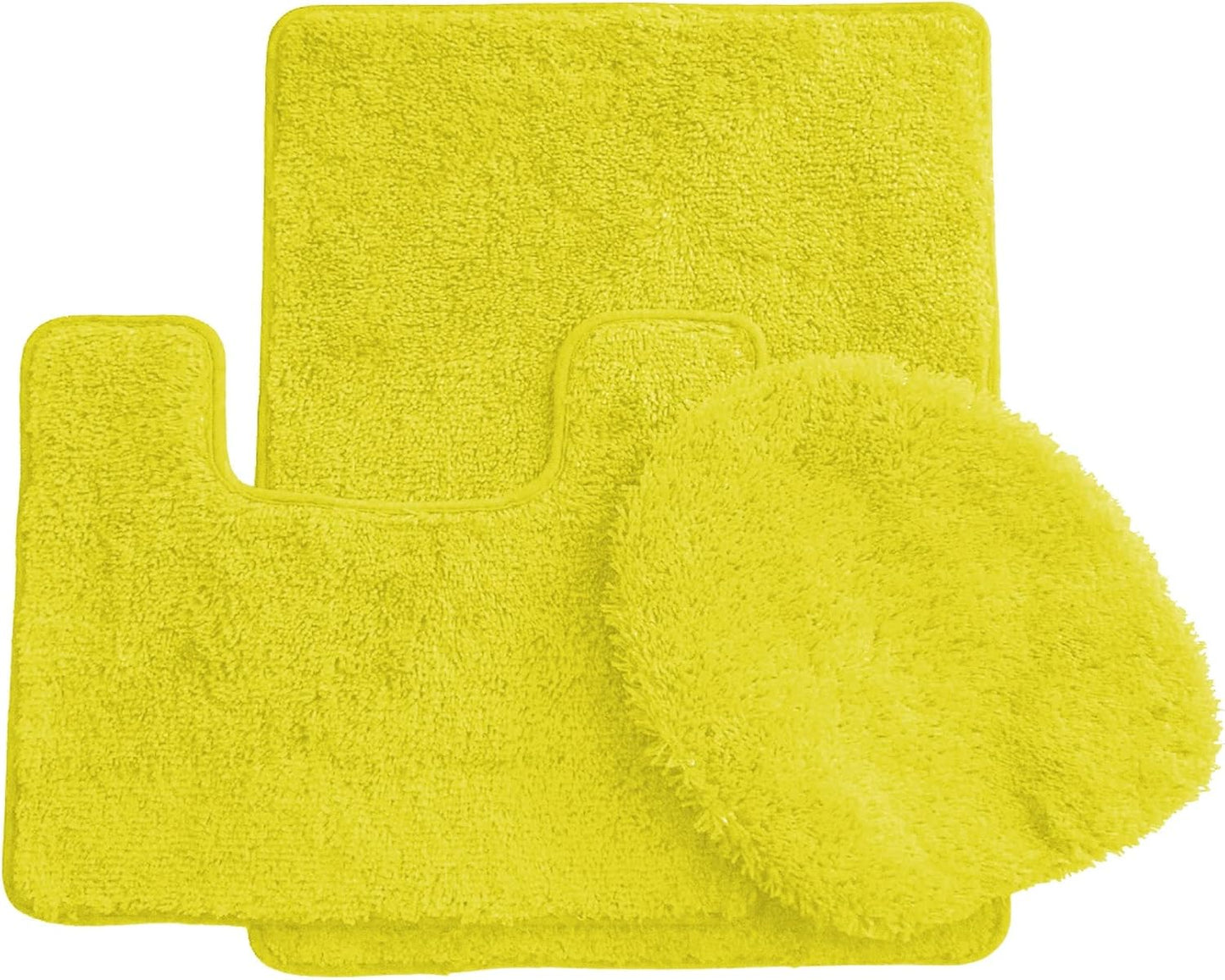 Daniel's Bath & Beyond 3 Piece Solid Luxury Bath Mat, Lime Green, (3PC Solid Luxury)