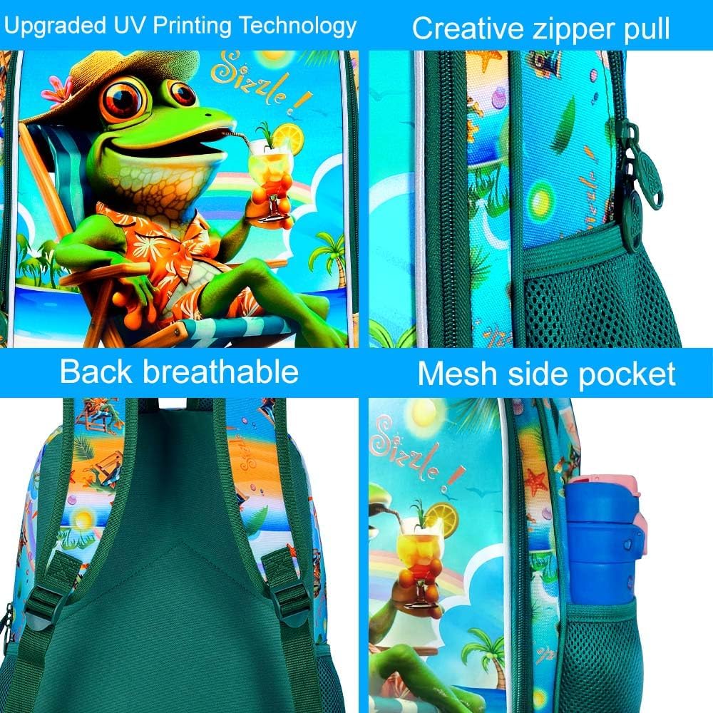 3pcs Backpack for Boys and Girls, 16” Kids Kindergarten Bookbag with Lunch Box, Cute Elementary Backpacks for Boy Girl