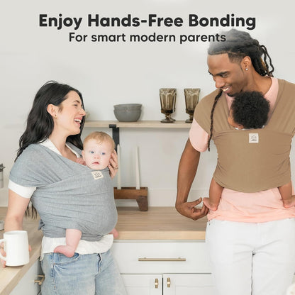 KeaBabies Baby Wrap Carrier - All in 1 Original Baby Carrier Newborn To Toddler Sling, Easy to Wear, Hands Free Bonding, Lightweight, Breathable Infant Wraps (Trendy Black)